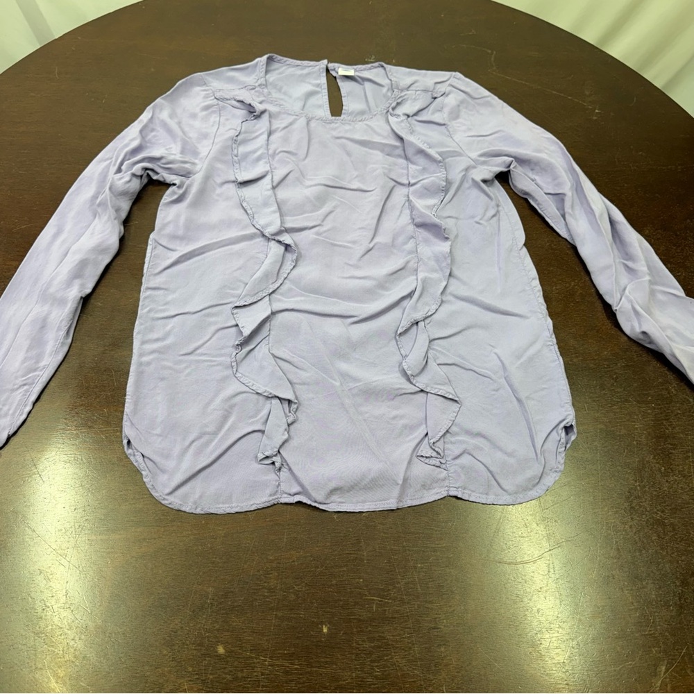 Old Navy Lavender Ruffle-Front Long Sleeve Blouse